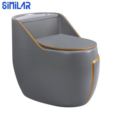 China Dual-Flush Similar Factory Gray Gold Color Bathroom Toilet Bowl for sale