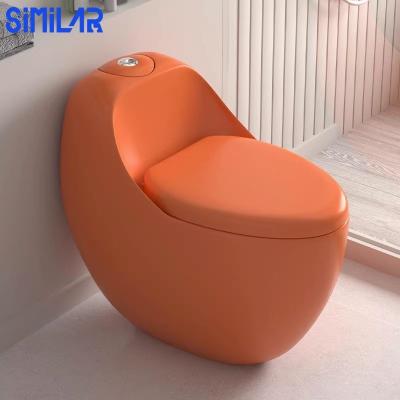 China Dual-Flush SIMILAR Factory Freestanding Ceramic Orange Egg Shape One Piece Toilet Set for sale