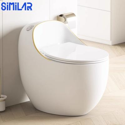 China Dual-Flush SIMILAR Low Water Tank S Trap Toilet Bowl Egg Shape Short One Piece Toilets for sale