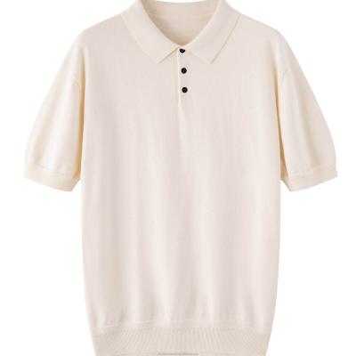 China Anti-wrinkle Cotton POLO Knitted Men Solid Knitted Golf Sweater Casual Short Sleeve Summer Business Jersey for sale