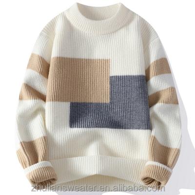 China Anti-wrinkle Custom Autumn And Winter Men And Women Round Neck Warm Jumper Fashion Colour Blocking Casual Pullover Knitwear for sale