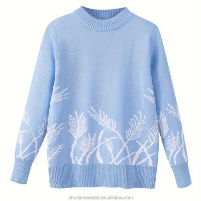 China Anti-wrinkle Custom Children's Wheat Pattern Jacquard Sweater Round Neck Long Sleeve Stretchy Warm Knit Pullover Top Kids Outdoor Clothing for sale