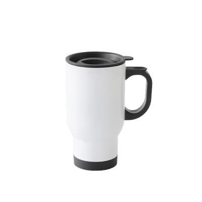 China Durable Stainless Steel Double Wall Coffee Travel Sublimation Beer Thermal Mugs White 450ml With Straws And Lids for sale