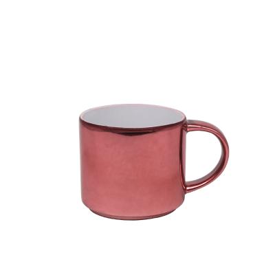 China Factory Wholesale Sales 8OZ Sublimation Mugs Logo Dye Sublimation Viable Flip Ceramic Electroplating Custom Coffee Mug for sale