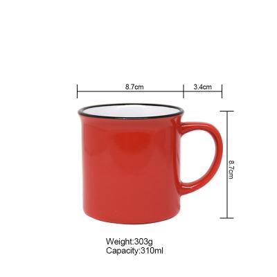 China Viable Wholesales Factory 8OZ Custom Logo Printed Red Color Dye Sublimation Flip Ceramic Coffee Mug for sale