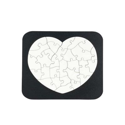 China Headwear 29pcs Wooden Heart Shape MDF Photo Sight Puzzle Blank With Frame Custom Thermal Transfer Puzzle With Frame for sale