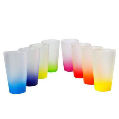 China Recyclable 17oz Color Cold Water Tapered Glass Frosted Glass Wine Glass Dye Sublimation Heat Transfer Gift Mug for sale