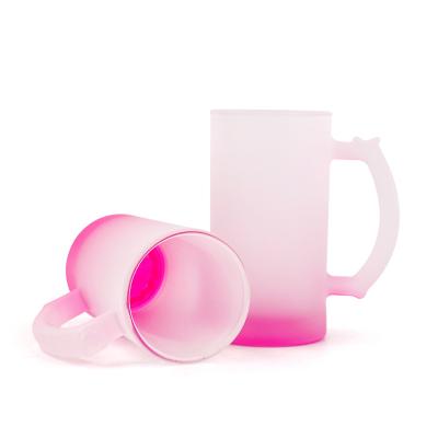 China Viable Fluorescent Colored Sublimation Mugs Water Cup Bottle Candy Glass Candy Colors 16ozGradient Mug Matte Bottom for sale