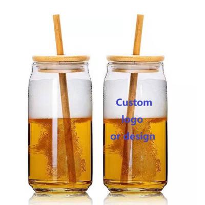 China Empty Bulk Box Logo Pattern Recyclable Custom Sublimation Soda Shaped 12oz 16oz Beer Can Glass With Lid Bamboo Cola Box for sale