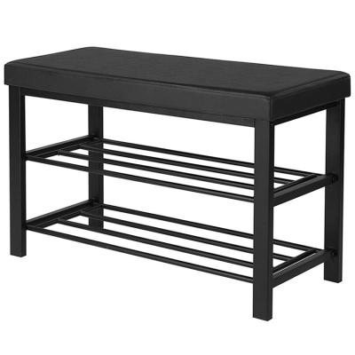 China Black Multifunctional Modern Minimalist Stool Home Metal Shoe Storage Rack for sale