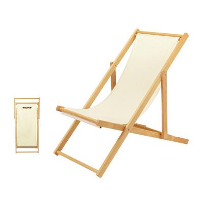 China Solid Wood Folding Beach Chair Recliner Leisure Camping Chair Modern Outdoor Lightweight Wood for sale