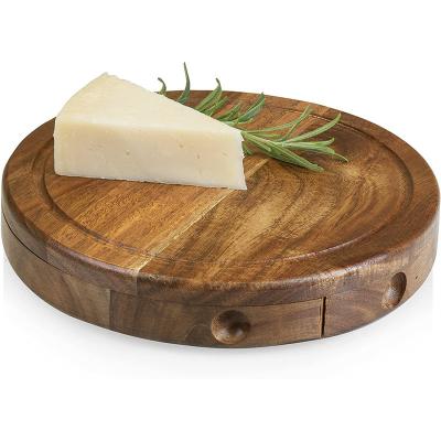 China Minimalist Different Sizes Steak Plate Slate Wooden Cutting Board Bamboo Pizza Cake Making Tray Steak Plates With Handle Bake Around Bamboo Pizza for sale