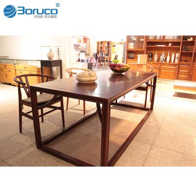 China Antique Chinese Custom Simple Walnut Wood Grain Large Square Tea Table Set For Warm Family for sale