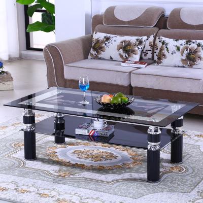 China Modern double glass coffee table fashion household office simple tempered glass coffee table for sale