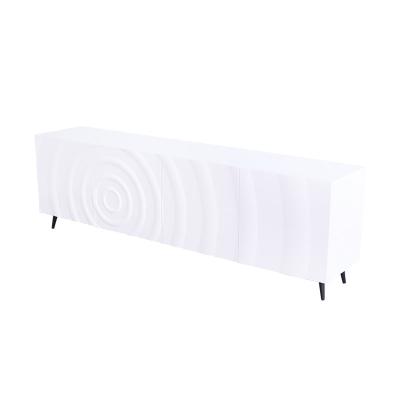 China Convertible Cheap Modern Rectangle Table Stand White Wavy Profile TV Cabinets For Living Room for sale