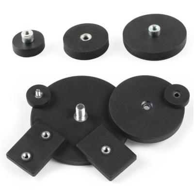 China Durable Black Rubber Coated Neodymium Magnets Abrasion Resistance for sale