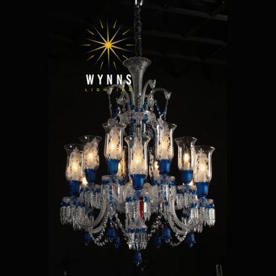 China Blue luxury home/store/hotel baccarat shopping mall chandelier zenith ceiling hanging large crystal chandelier for sale