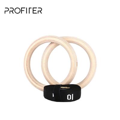 China Custom Durable Nylon Beech Wooden Fitness Gym Training Strap Wooden Ring With Flexible Buckles Straps for sale