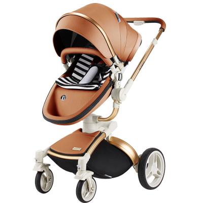 China Hot Selling Adjustable High Quality Leather 2 in 1 Prams 360 Rotation Luxury Hot Mom 3in1 Baby Stroller for sale