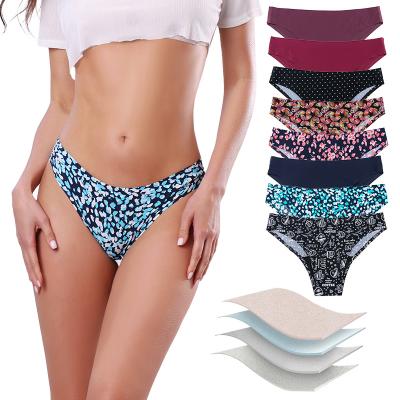 China Antibacterial Leak Proof Traceless Sanitary Pants Printed 4 Layer Ice Silk Physiological Women's Swimming Trunks Period Panties S-2XL for sale