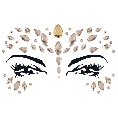 China Temporary Party Joy Newest Women Eye Jewelry Sticker Self Adhesive Acrylic Custom Face Gem Face Mask Tattoo Jewels for Party Decoration for sale