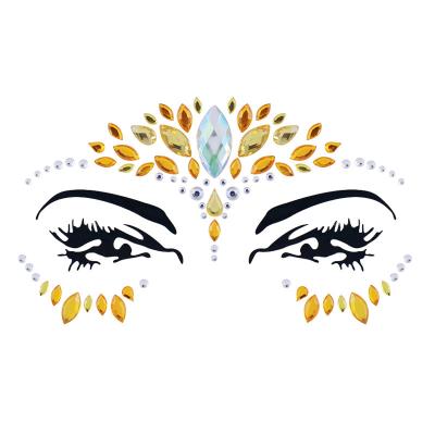 China Temporary Party Joy Wholesale Design Eco-friendly Face Crystal Sticker Rhinestone Body Art Adhesive Makeup Festival Face Jewel Gem Sticker for sale