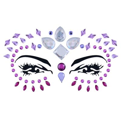 China Temporary Party Joy New Design Festival Party Rhinestone Body Face Tattoo Sticker Acrylic Adhesive Face Gem Jewels Decoration Sticker for sale