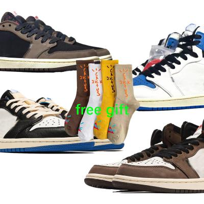 China Trend Logo Shoes Fragment Original Wholesale Good Quality OG Barb AJ Fashion 1 AJ Genuine Leather 1 Travis Scott for sale