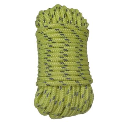 China high abrasion & High Quality UV Resistance Polypropylene Rope 6mm Reflective Green Camping Rope Tent Rope For Outdoor Sports for sale