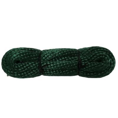 China Polyester Cheap Price Accept Custom 19mm*3.05m Green Polyester Solid Braided Rope For Household Use for sale