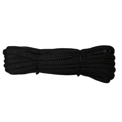 China Discount Price Customized Polyester Rope 12mm*6m Polyester Black Double Braided Camping Rope for sale