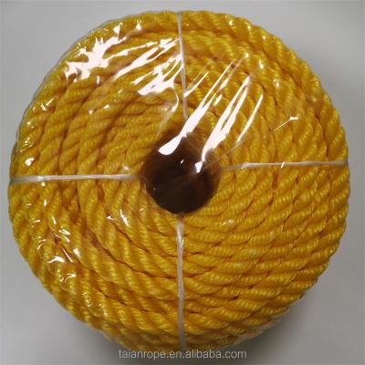 China Hotsell 4mm 5mm 6mm 8mm 10mm 12mm 14mm Chemicals UV Resistant Good Abrasion and Monofilament 3 Strand Twisted Rope Yellow Rope Yellow Resistance for sale