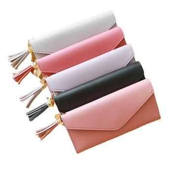 China Long Waterproof Wallet Women Clips Tassel Fashion Coin Purse Card Holder Wallets PU Leather Female Wallet 296 for sale