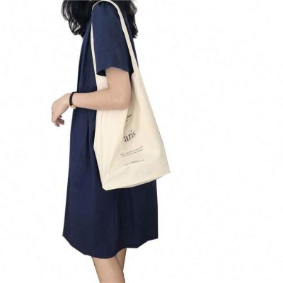 China Fashion Summer Ins Wind Letter White Simple Pattern Folding Female Casual Canvas Eco Tote Shopping Bags for sale