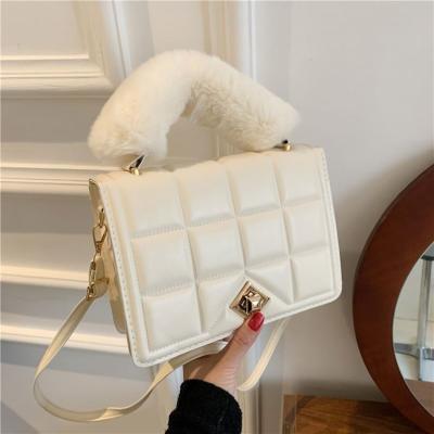 China Fashion lady bag new 2022 autumn/winter tide square lady bag small one-shoulder handbag solid black white net bag crossbody bag for sale