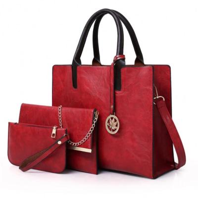 China 2021 Lady Promotional Custom Logo PU Leather 3 In 1 Women Bag Set Casual Female Handbags for sale