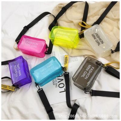 China Fashion Fashion Letter Printed Mini Shoulder Messenger Bag Transparent PVC Handbags Women Clear Jelly Purse Handbags for sale