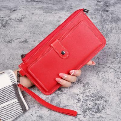 China 2022 New Fashion PU Women Solid Color Long Waterproof Single Zipper Wallet for sale