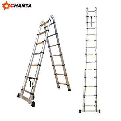 China Folding Ladders Bilateral Climb Aluminum Alloy Folding Extendable Combination Telescopic Ladder for sale