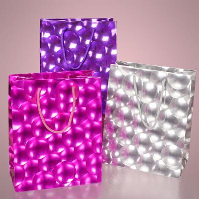 China 3D Bubble Embossed Jewelry Gift Bags Flat Paper Handle Durable For Promotion for sale