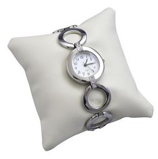 China White Leatherette Watch Display Pillows 9*9cm Dimension With Embroidered Logo for sale