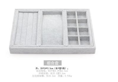 China Handmade Jewelry Box Organizer Trays Grey Color MDF Body With Velvet Insert for sale