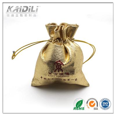 China Gouden Zak 7*8cm, Drawstring-de Knoopsluiting van Satijnjuwelen van Juwelenzakken Te koop