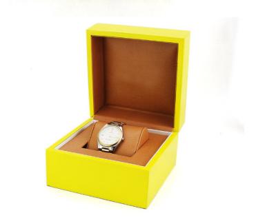 China High Glossy Yellow Jewelry Wooden Box With Small Pillow Glossy Painting for sale