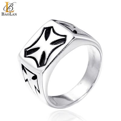 China High Quality New Stainless Steel Design Religious Hot Selling Gift For Men's Tone Iron Sword Maltese Cross Biker Ring for sale