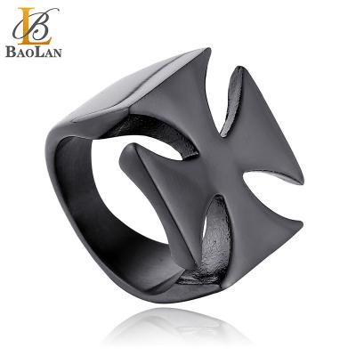 China High Quality New Vintage Stainless Steel Design Hot Selling Gift For Men's Tone Iron Sword Maltese Cross Biker Ring for sale