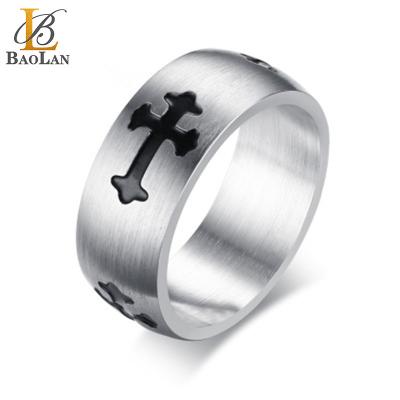 China High Quality Religious Fashionable Casual New Design Stainless Steel Religious Hot Selling Gift Of Ring With Laser Cut Cross for sale