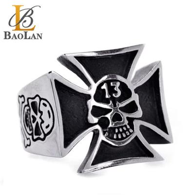 China Hiphop Stainless Steel Design Hot Selling Gift New High Quality Punk Rock Lucky Biker 13 Rings Trendy Hip Hop Skull for sale