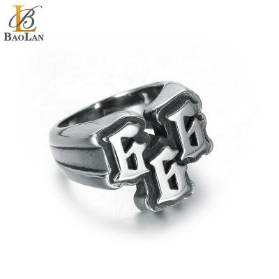 China Hip Hop Stainless Steel Design Hot Selling New Hip Hop Ring Mens Vintage Biker Number Silver Black Hops High Quality for sale