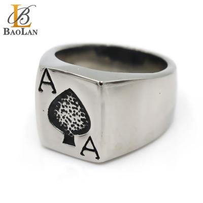 China Hip Hop Stainless Steel Design Hot Selling Gift New High Quality Men's Newest Cool Silver Shovel A Style Hip Hop Ring for sale